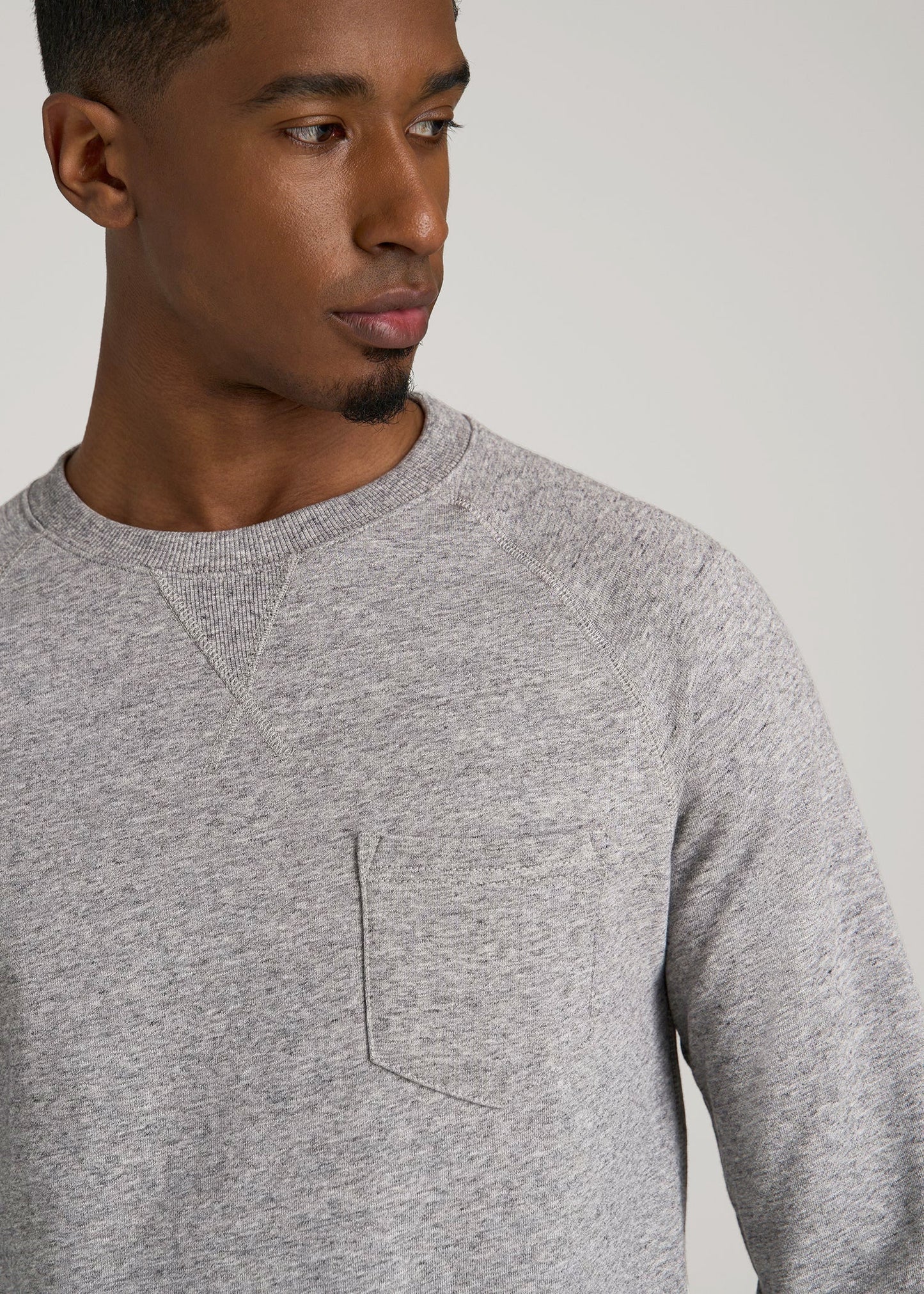 American Tall Men Wearever 2.0 French Terry Crewneck Sweatshirt for Tall Men in Heathered Grey