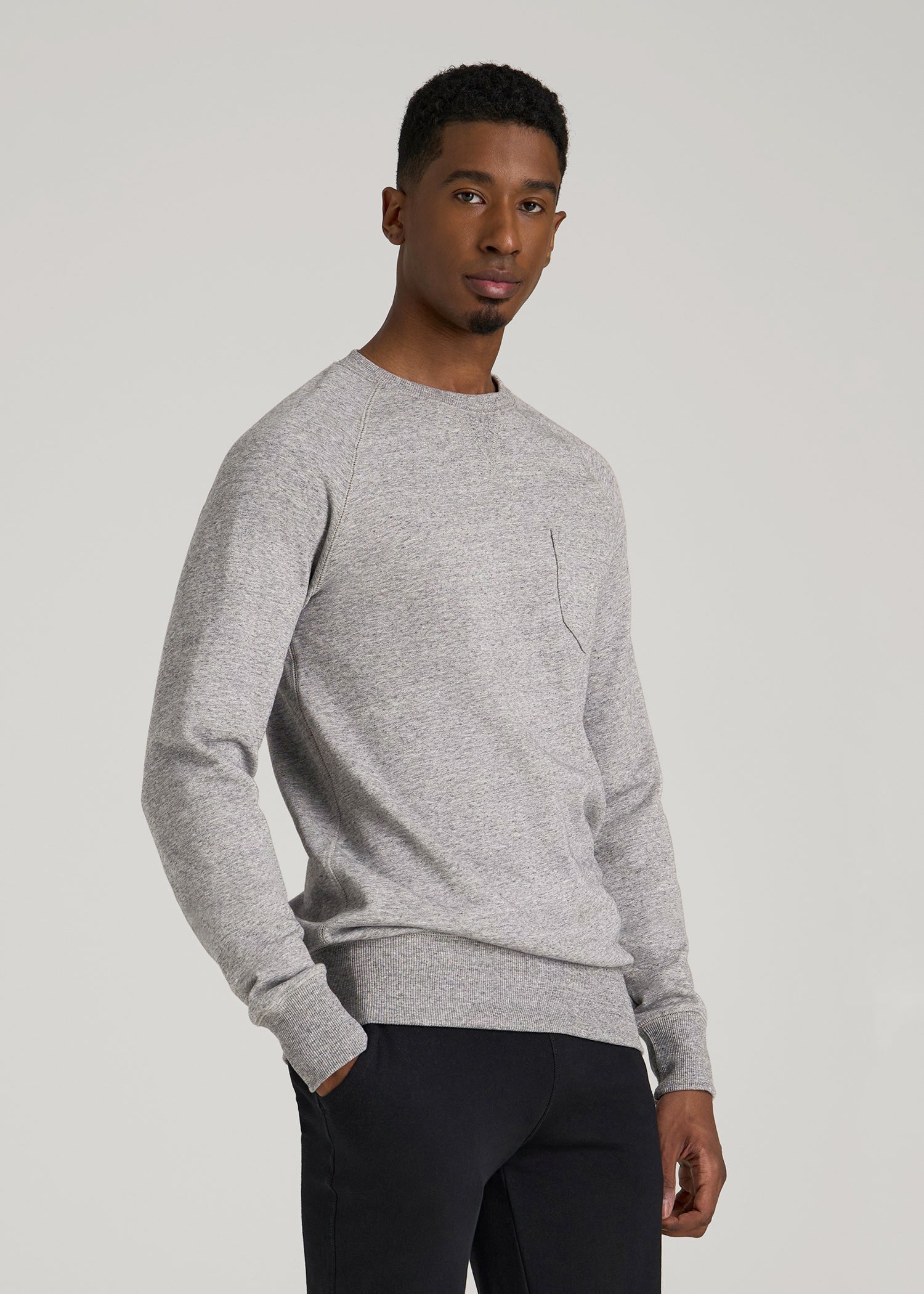 American Tall Men Wearever 2.0 French Terry Crewneck Sweatshirt for Tall Men in Heathered Grey