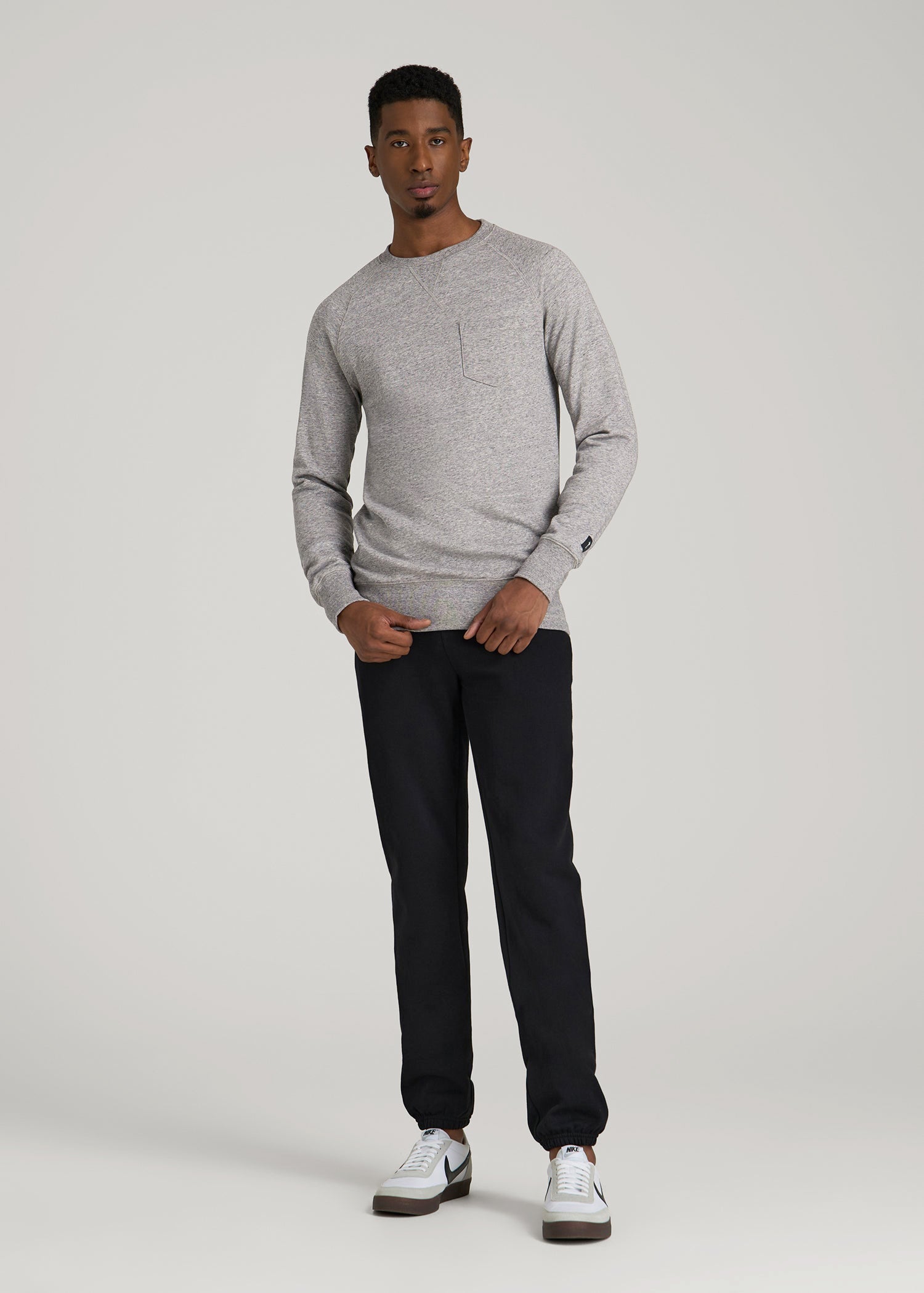 American Tall Men Wearever 2.0 French Terry Crewneck Sweatshirt for Tall Men in Heathered Grey
