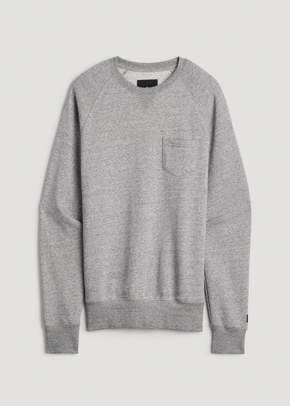 American Tall Men Wearever 2.0 French Terry Crewneck Sweatshirt for Tall Men in Heathered Grey