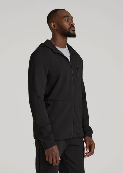 American Tall Men Tech-Knit Long Track Jacket for Tall Men in Black