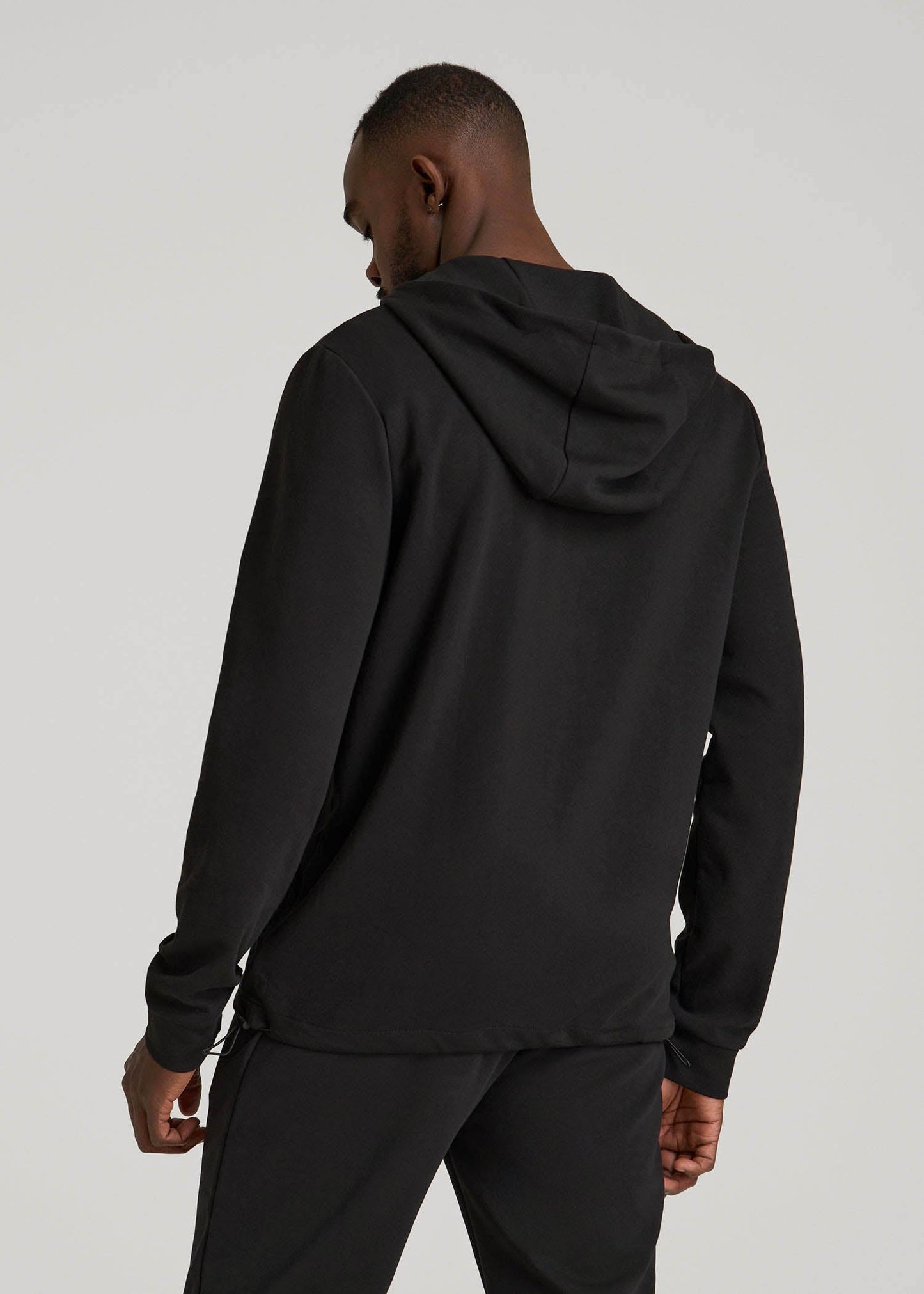American Tall Men Tech-Knit Long Track Jacket for Tall Men in Black