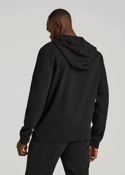 American Tall Men Tech-Knit Long Track Jacket for Tall Men in Black