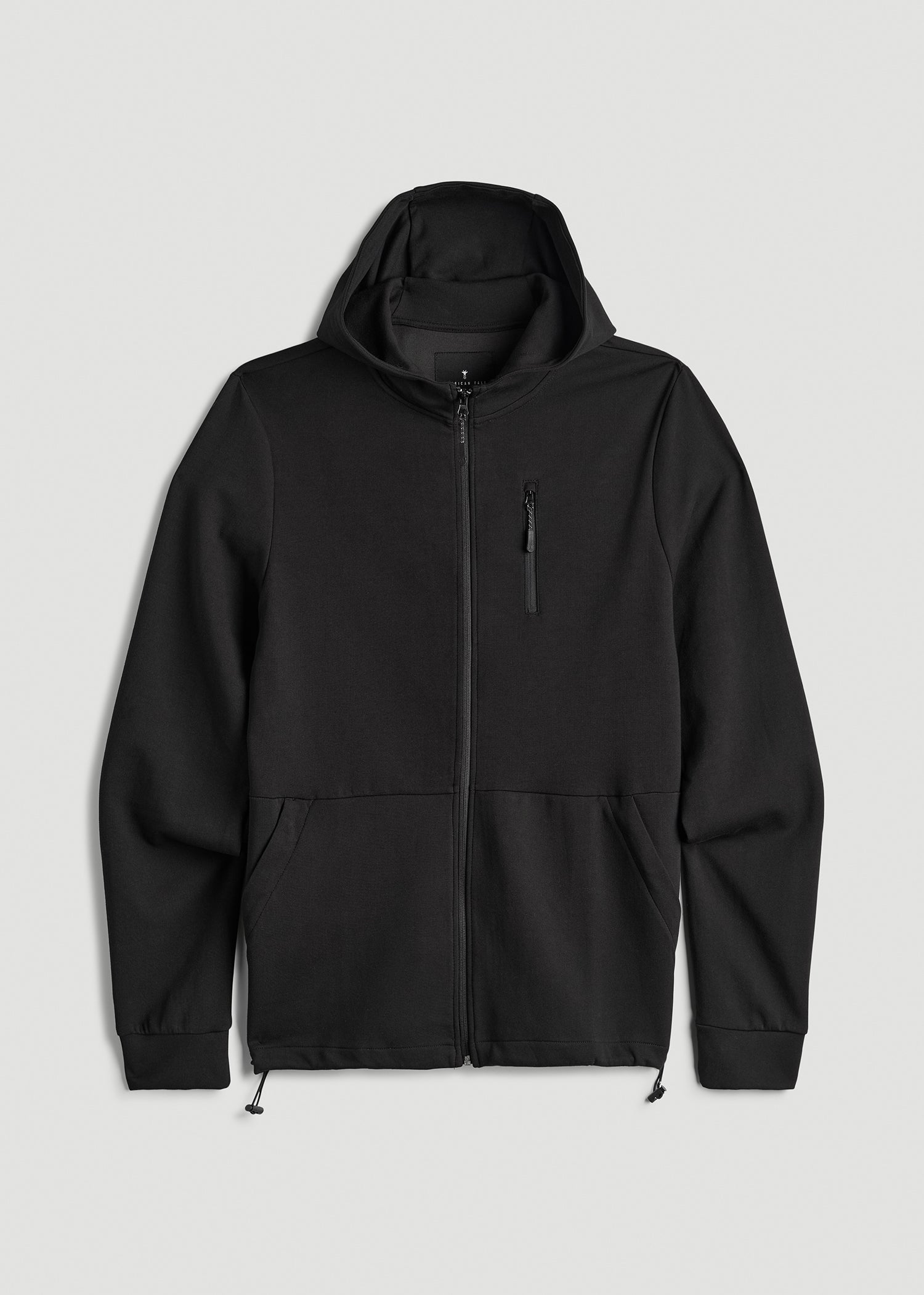 American Tall Men Tech-Knit Long Track Jacket for Tall Men in Black