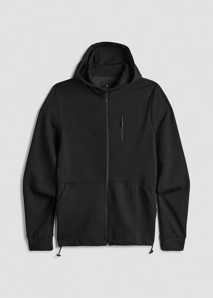 American Tall Men Tech-Knit Long Track Jacket for Tall Men in Black