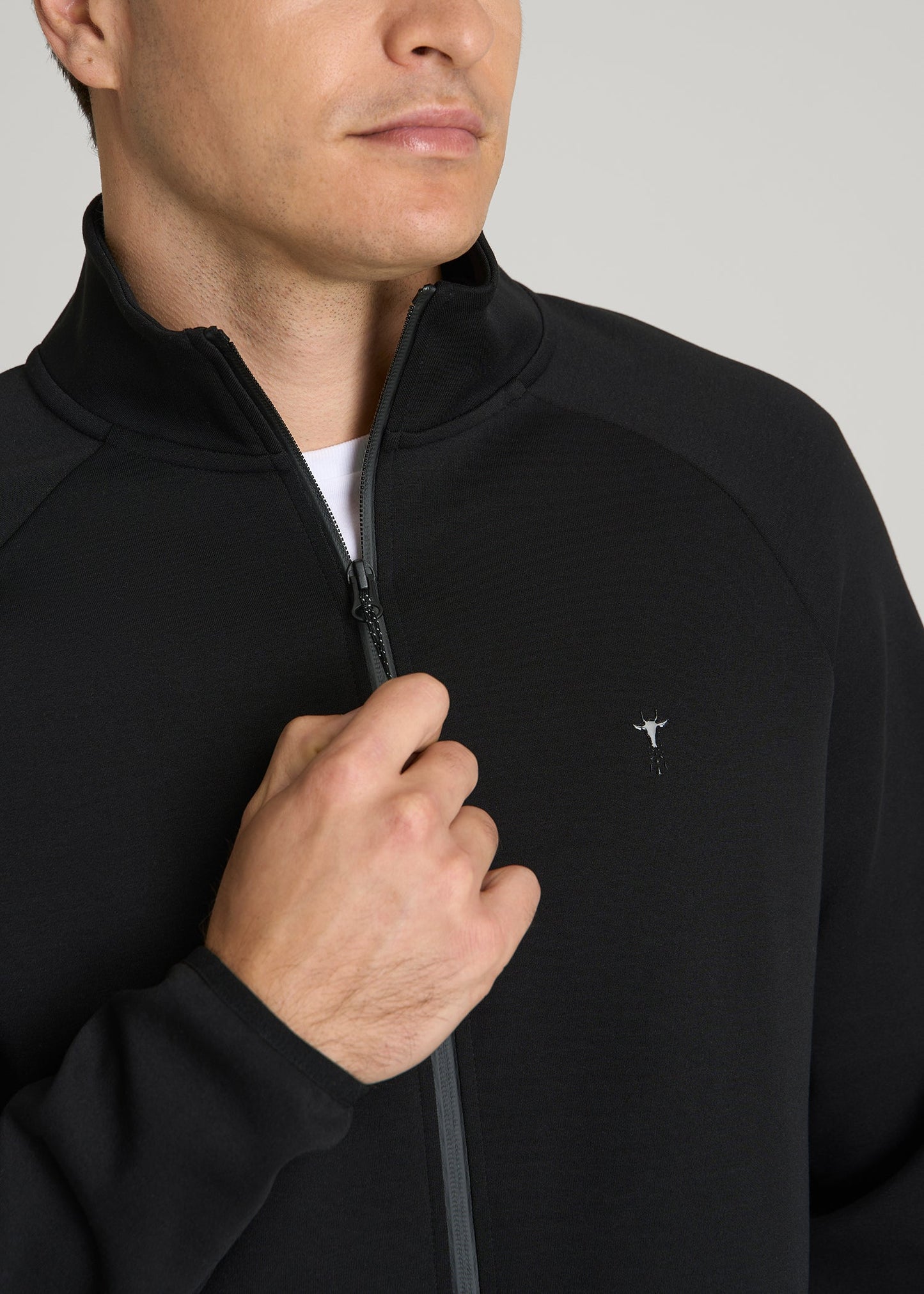American Tall Men Tech Motion Fleece Full-Zip Jacket for Tall Men in Black
