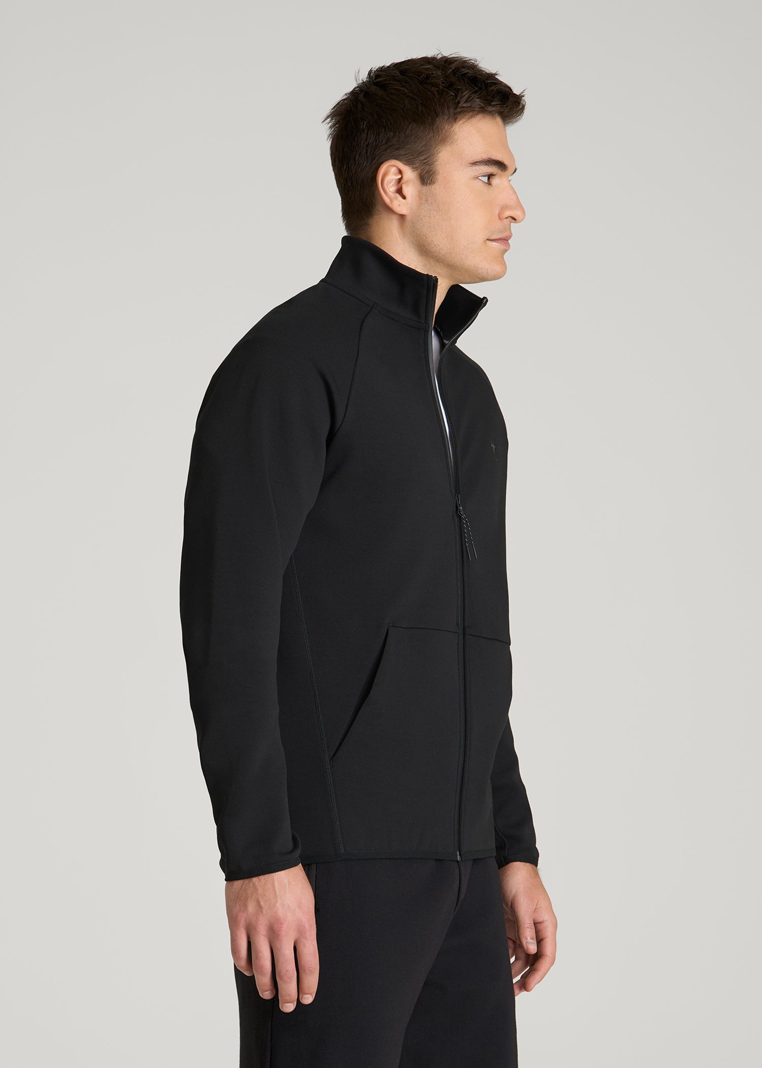 American Tall Men Tech Motion Fleece Full-Zip Jacket for Tall Men in Black
