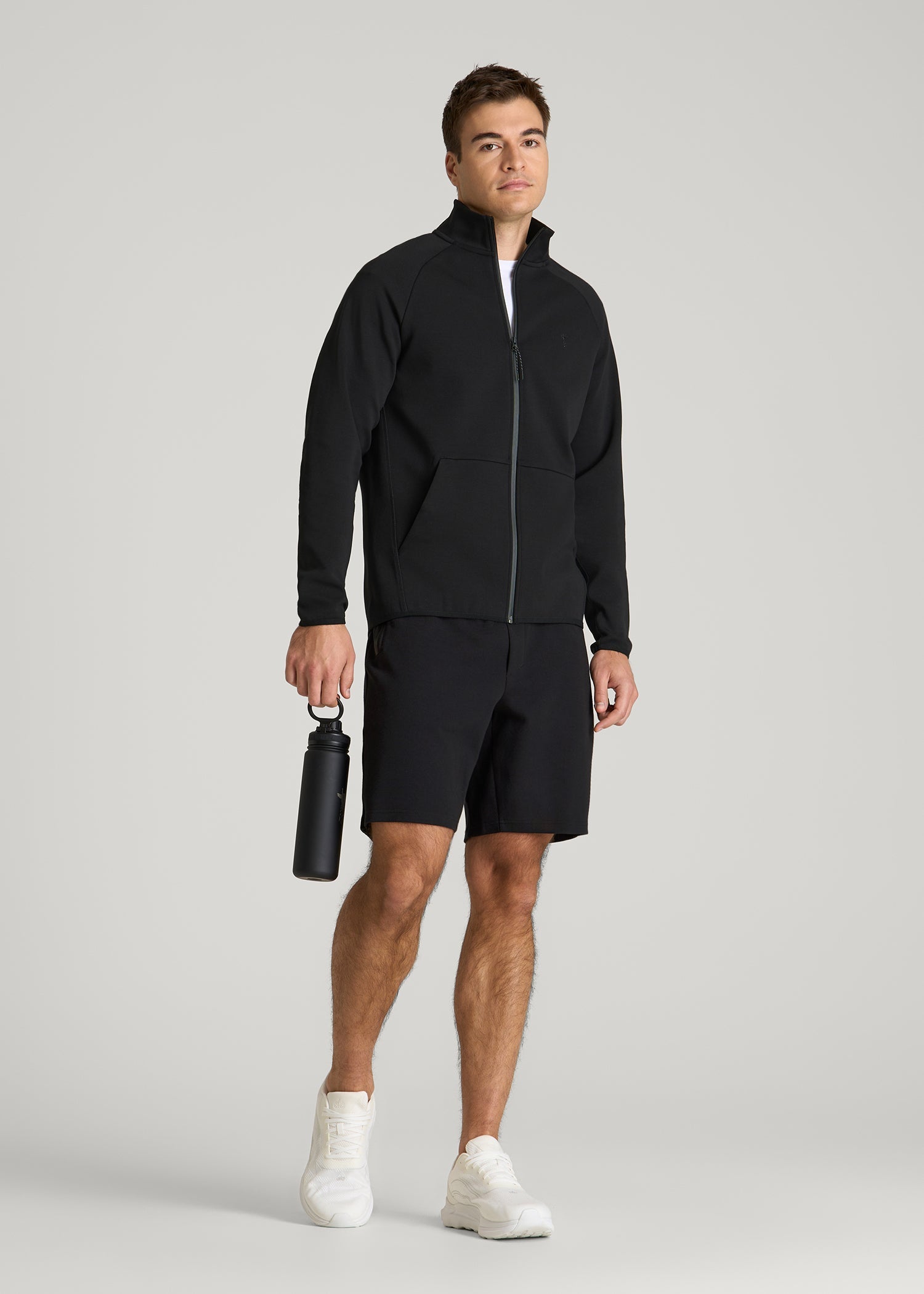 American Tall Men Tech Motion Fleece Full-Zip Jacket for Tall Men in Black