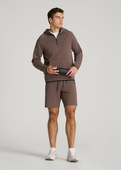 American Tall Men Tech Motion Fleece Hooded Popover for Tall Men in Coffee Quartz