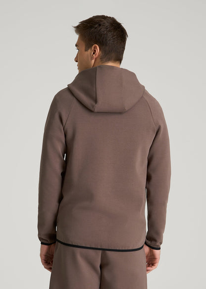 American Tall Men Tech Motion Fleece Hooded Popover for Tall Men in Coffee Quartz