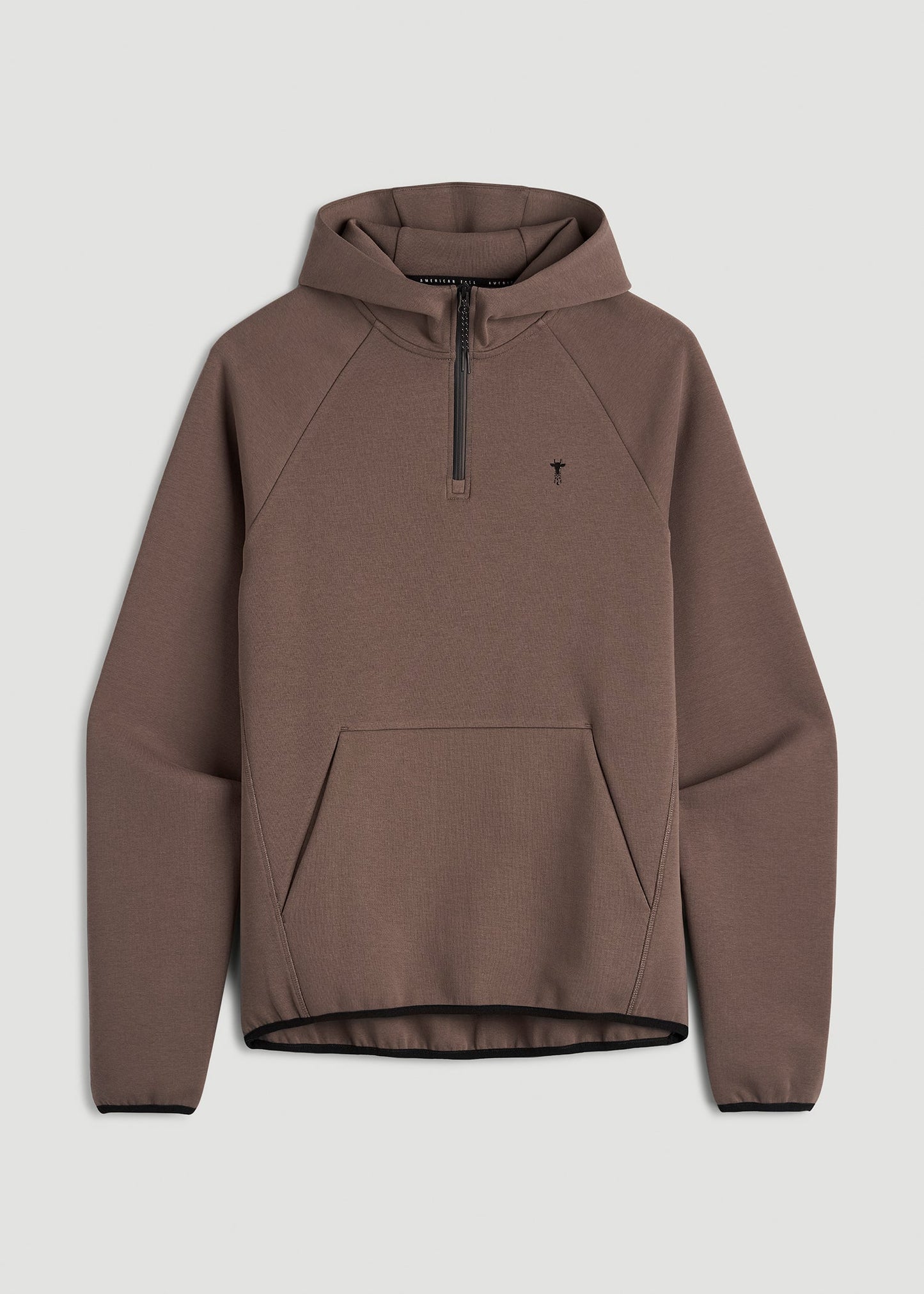 American Tall Men Tech Motion Fleece Hooded Popover for Tall Men in Coffee Quartz