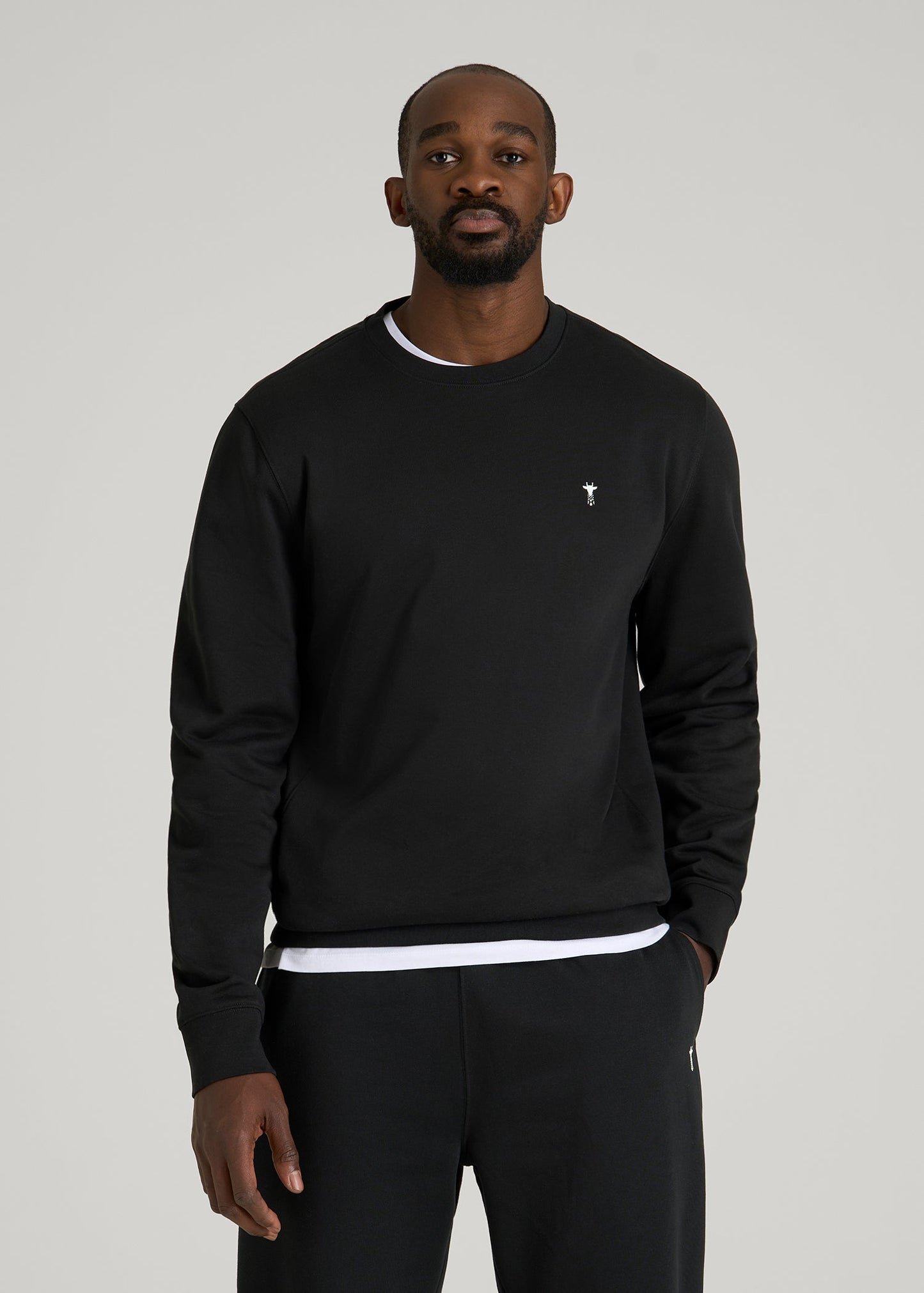 American Tall Men Core Motion Fleece Crewneck for Tall Men in Black