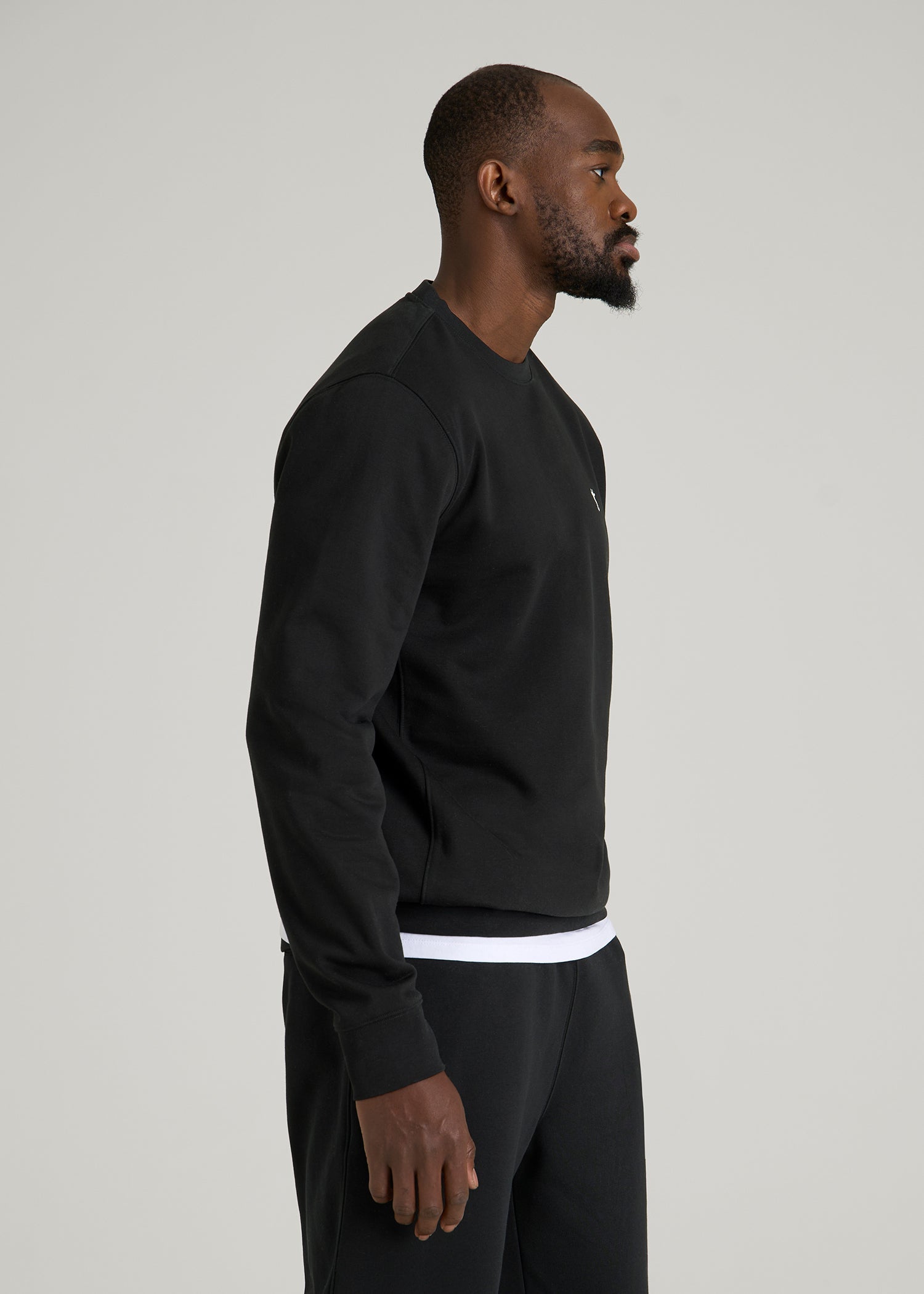 American Tall Men Core Motion Fleece Crewneck for Tall Men in Black