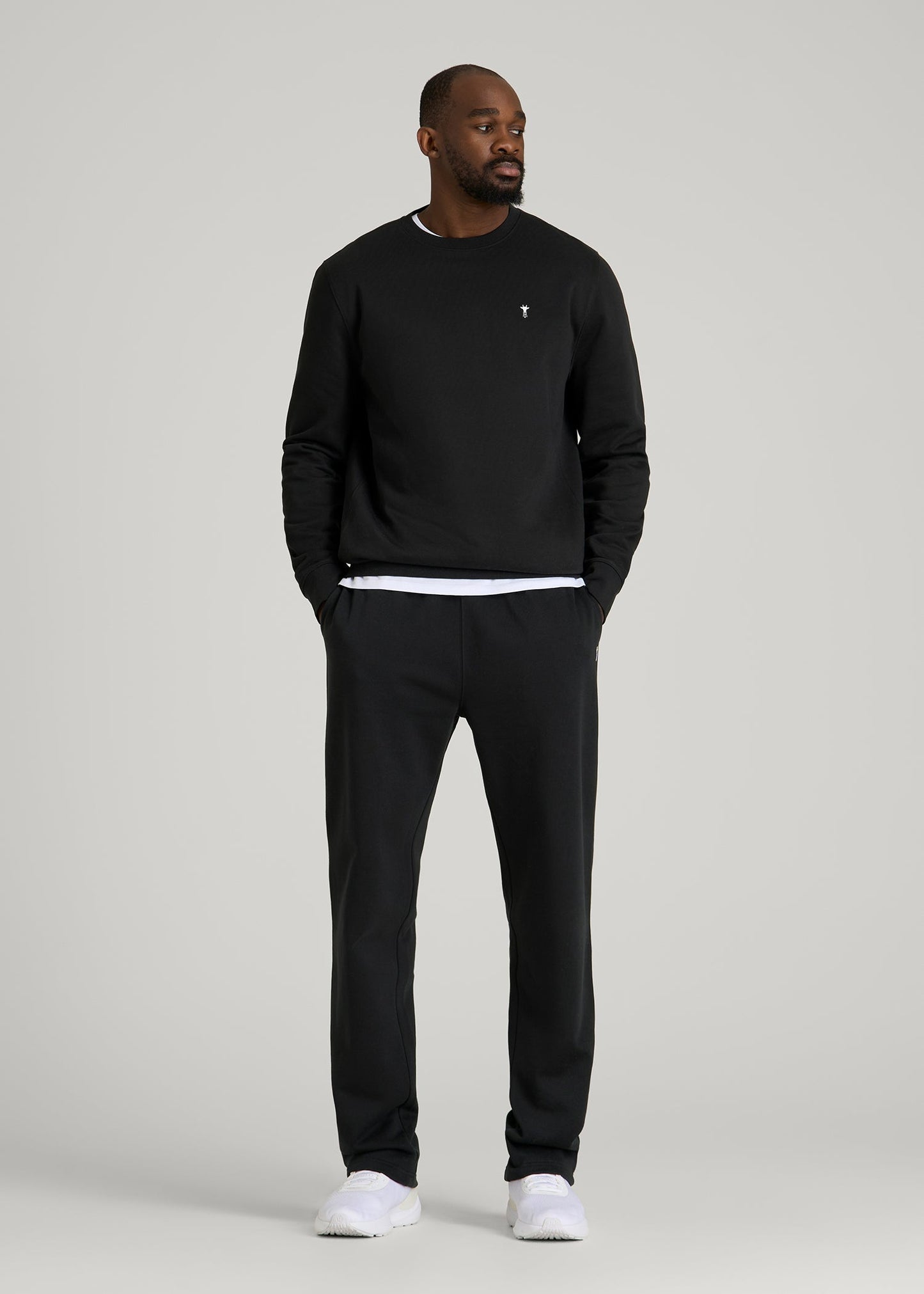 American Tall Men Core Motion Fleece Crewneck for Tall Men in Black