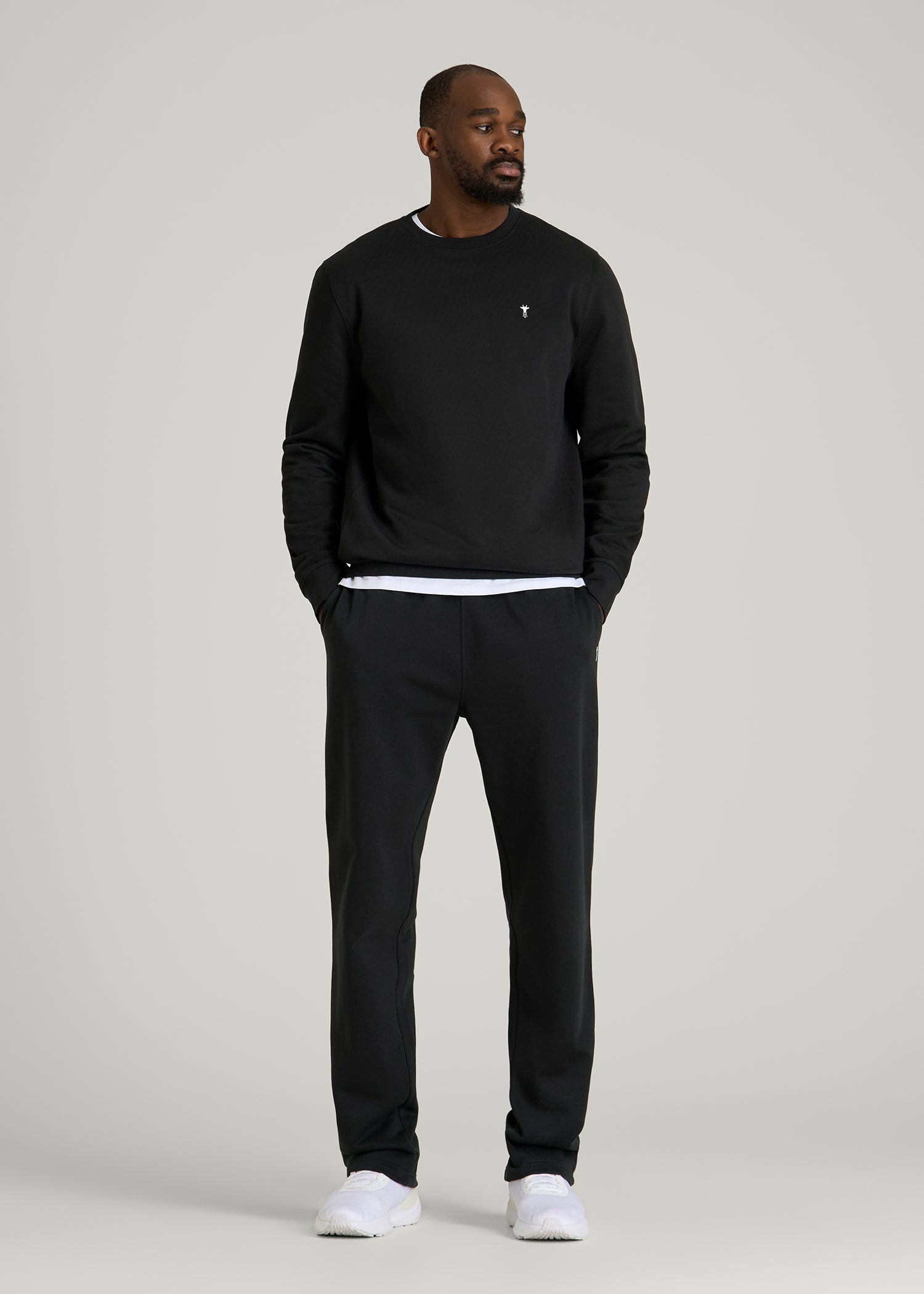American Tall Men Core Motion Fleece Crewneck for Tall Men in Black