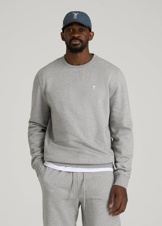 American Tall Men Core Motion Fleece Crewneck for Tall Men in Heathered Grey
