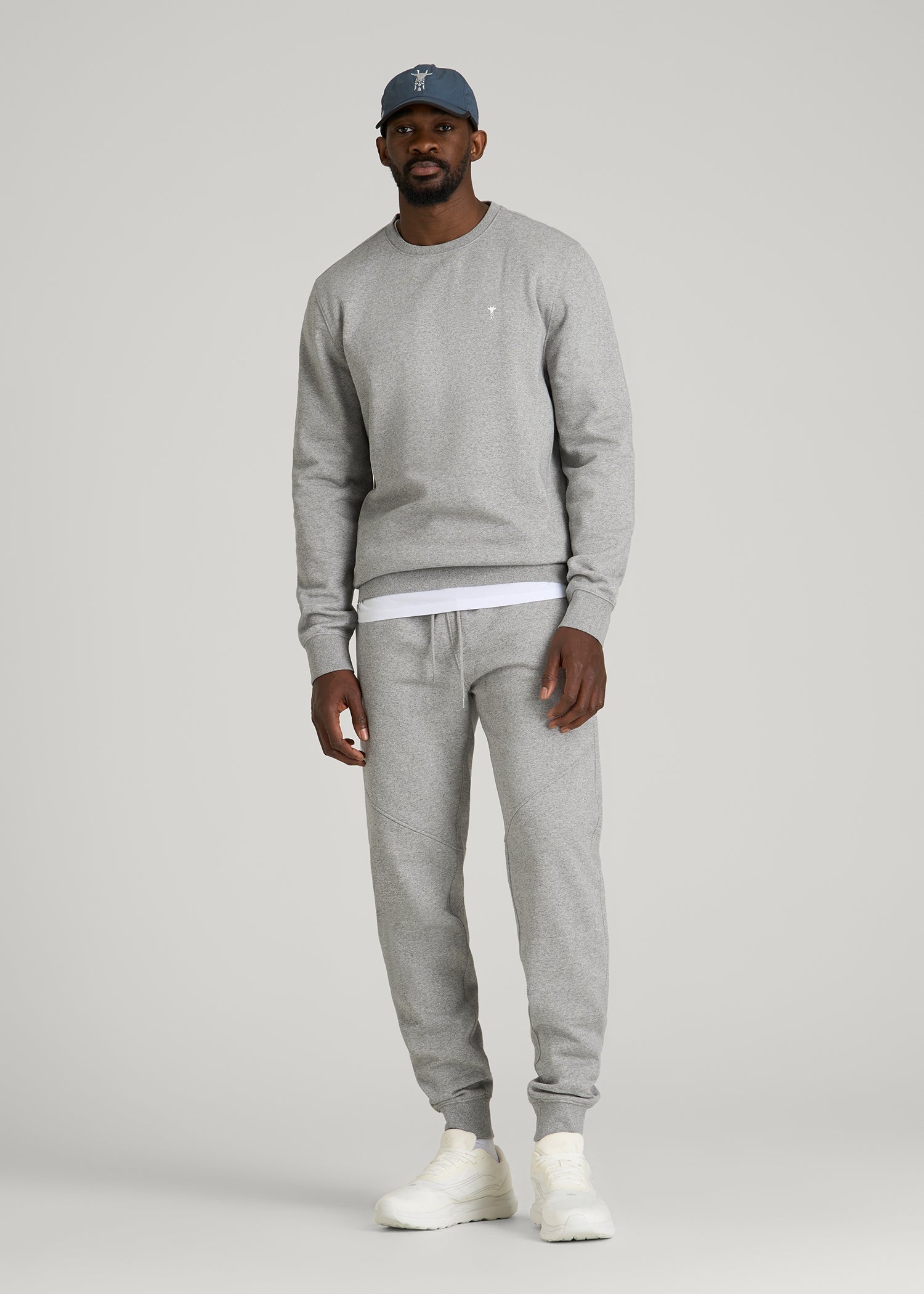 American Tall Men Core Motion Fleece Crewneck for Tall Men in Heathered Grey