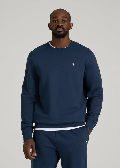 American Tall Men Core Motion Fleece Crewneck for Tall Men in Navy Blue