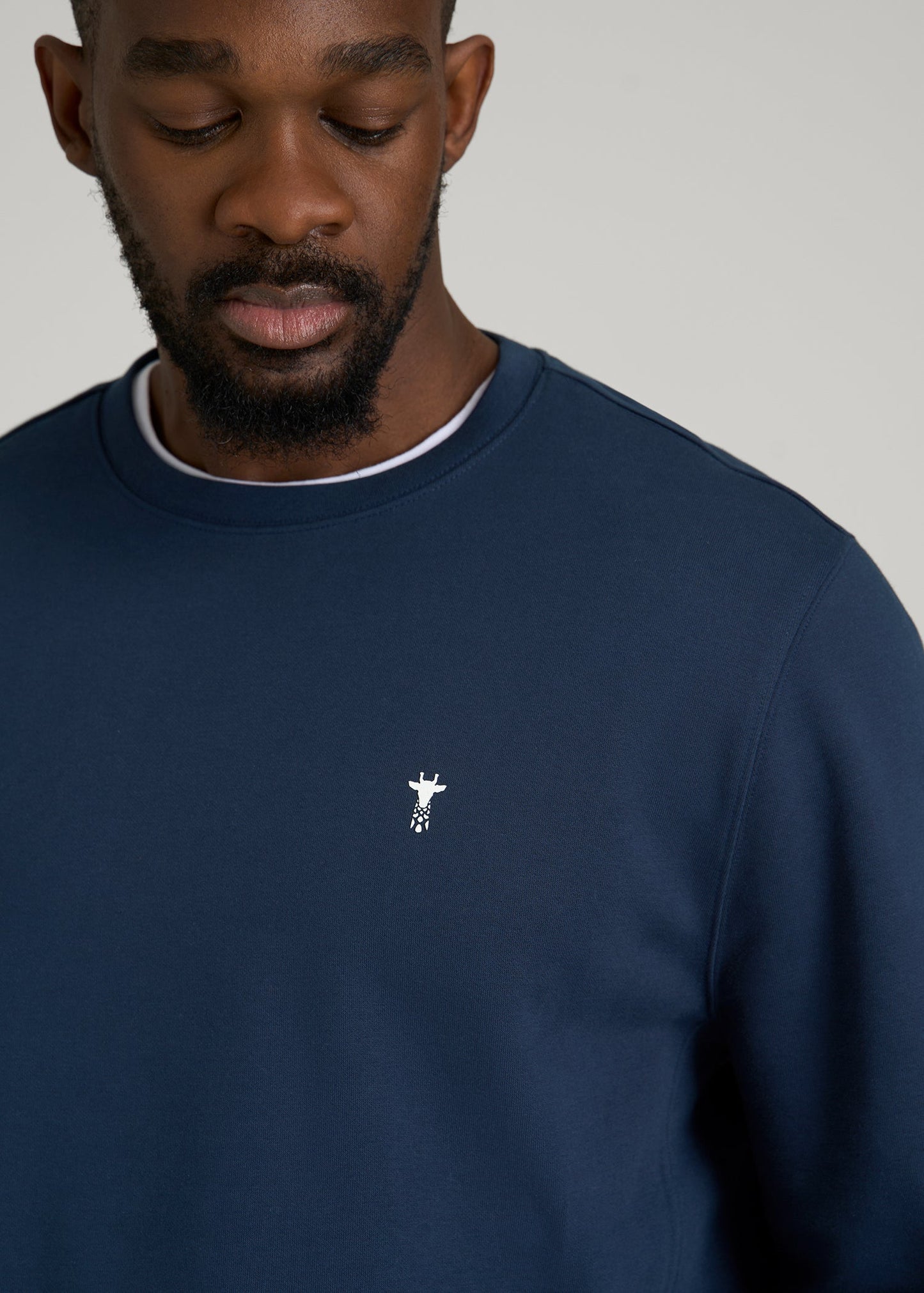 American Tall Men Core Motion Fleece Crewneck for Tall Men in Navy Blue