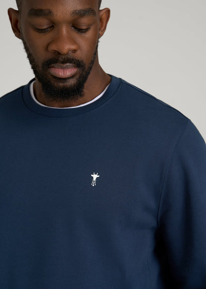 American Tall Men Core Motion Fleece Crewneck for Tall Men in Navy Blue