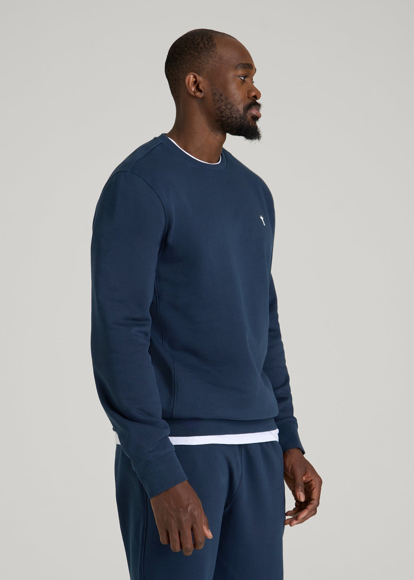 American Tall Men Core Motion Fleece Crewneck for Tall Men in Navy Blue