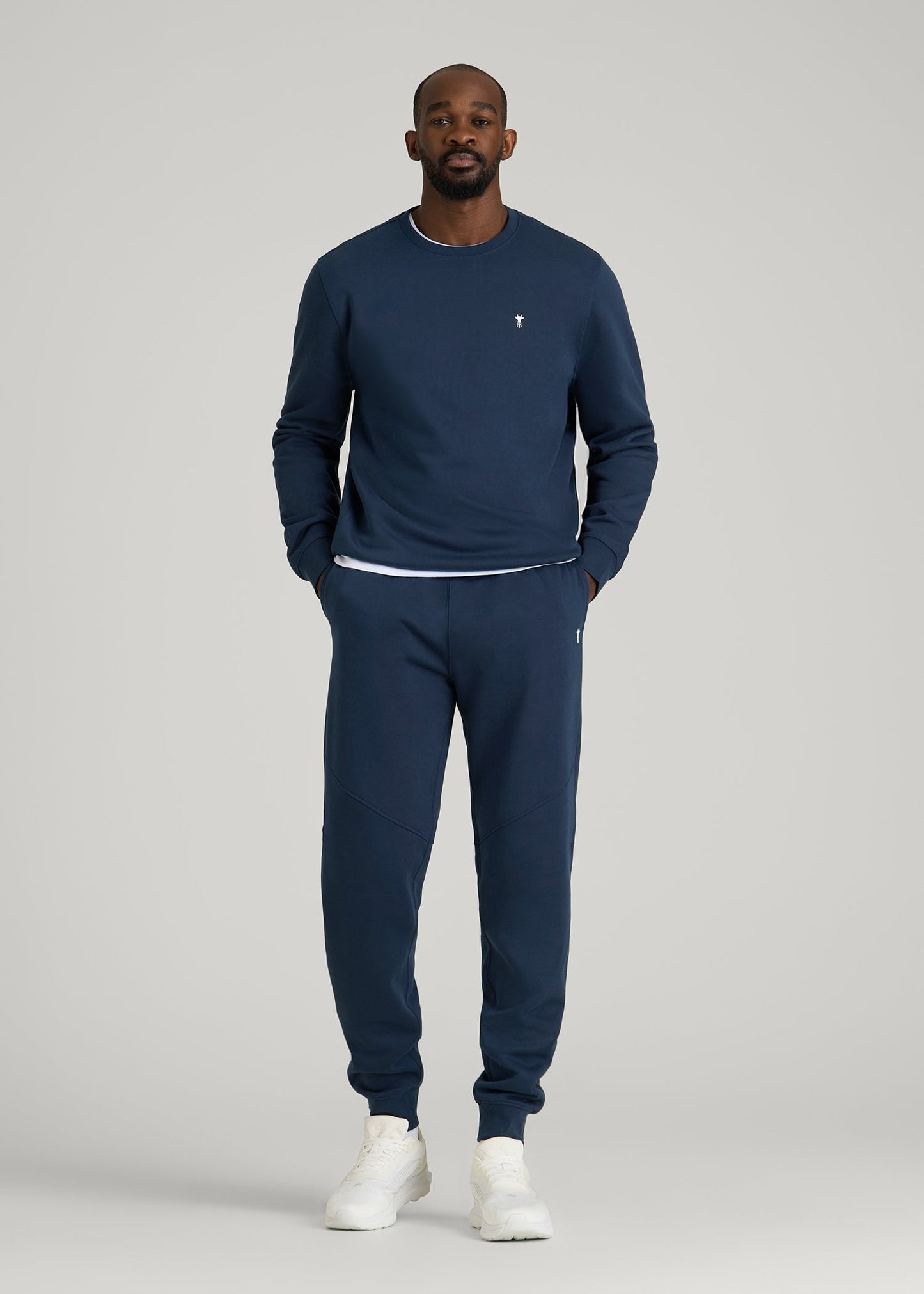 American Tall Men Core Motion Fleece Crewneck for Tall Men in Navy Blue