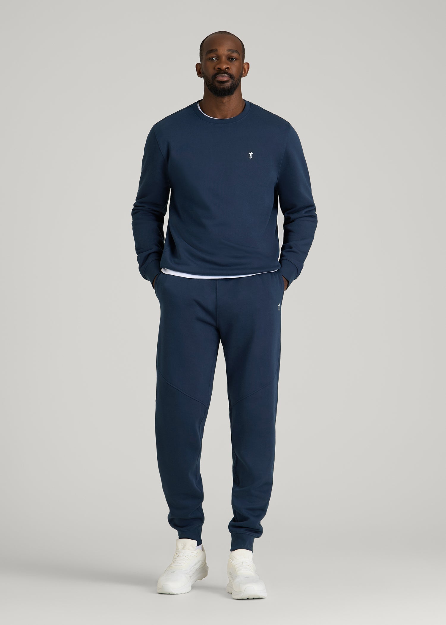 American Tall Men Core Motion Fleece Crewneck for Tall Men in Navy Blue
