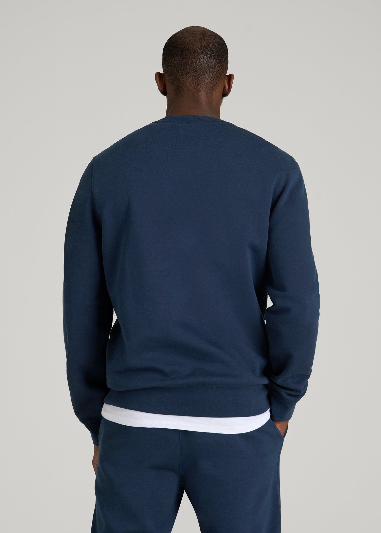 American Tall Men Core Motion Fleece Crewneck for Tall Men in Navy Blue