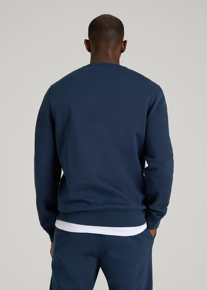 American Tall Men Core Motion Fleece Crewneck for Tall Men in Navy Blue