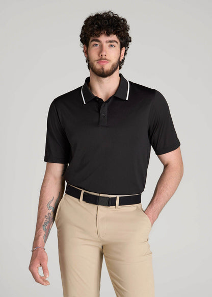 American Tall Men A.T. Performance Tipped Golf Polo for Tall Men in Black