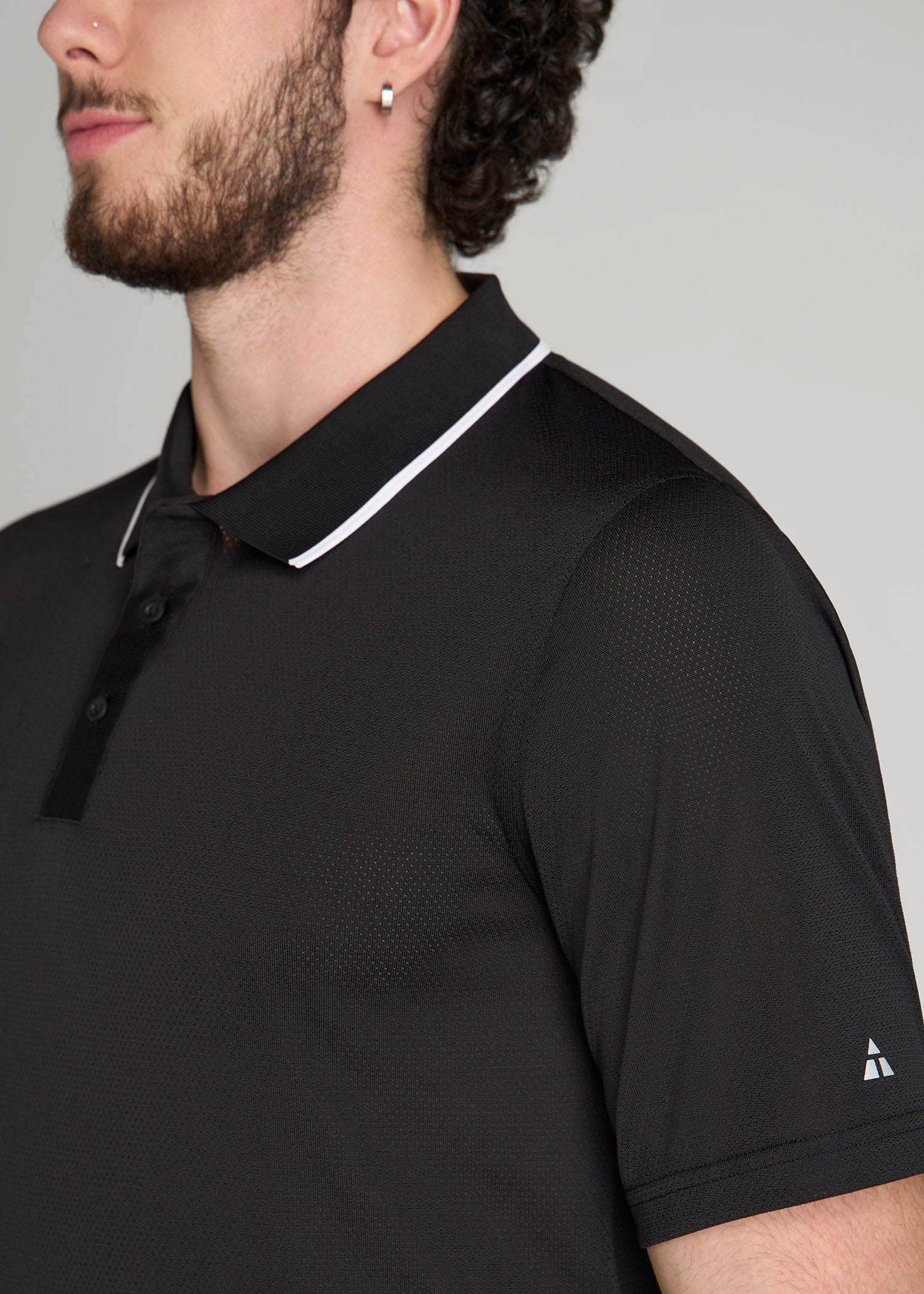 American Tall Men A.T. Performance Tipped Golf Polo for Tall Men in Black