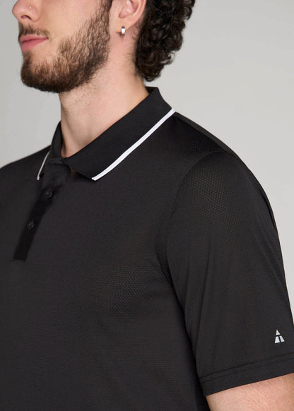 American Tall Men A.T. Performance Tipped Golf Polo for Tall Men in Black