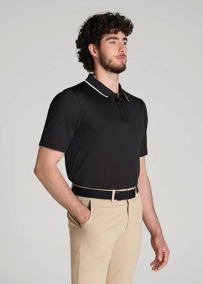 American Tall Men A.T. Performance Tipped Golf Polo for Tall Men in Black