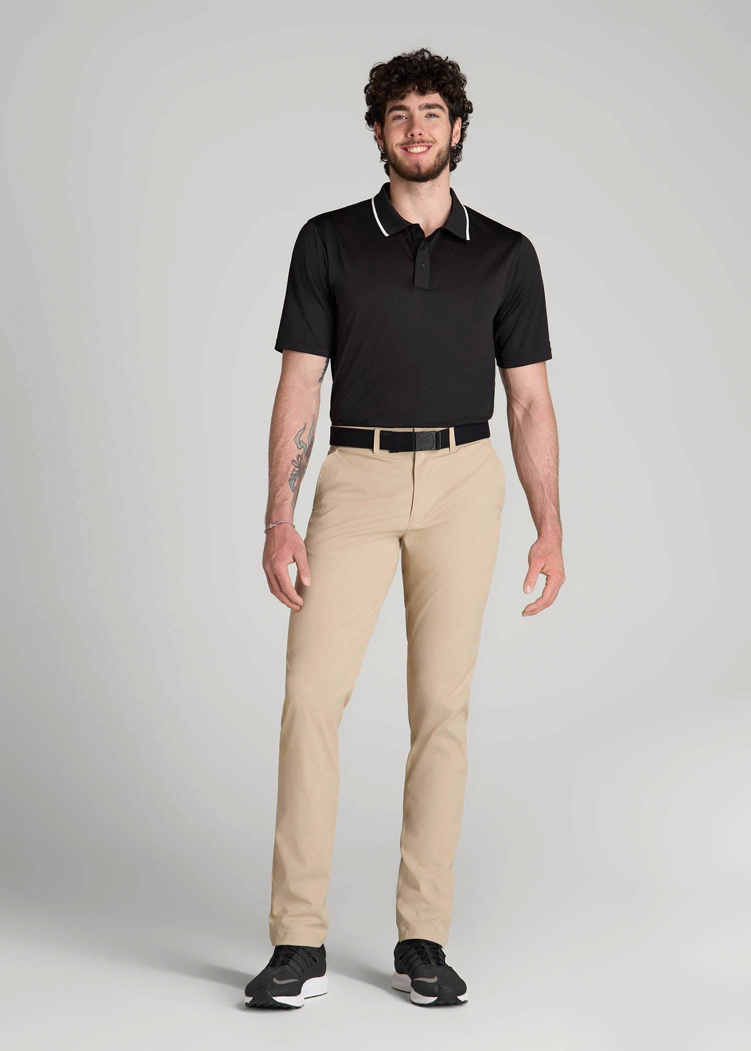 American Tall Men A.T. Performance Tipped Golf Polo for Tall Men in Black