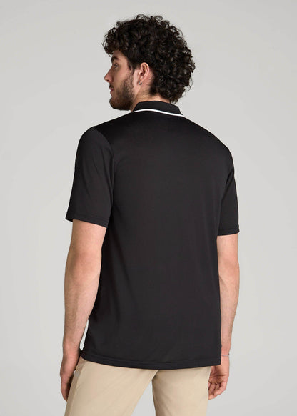 American Tall Men A.T. Performance Tipped Golf Polo for Tall Men in Black