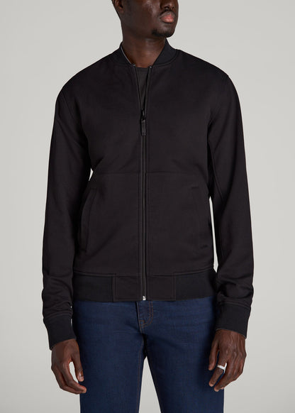 American Tall Men Reversible Bomber Jacket for Tall Men in Fossil Grey and Black