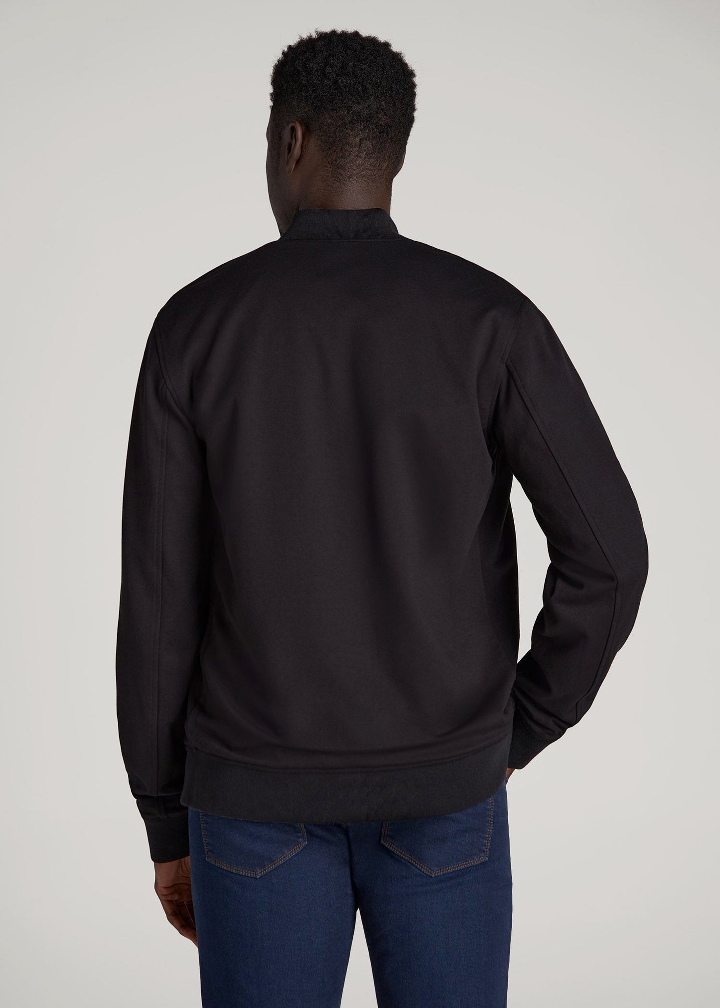 American Tall Men Reversible Bomber Jacket for Tall Men in Fossil Grey and Black
