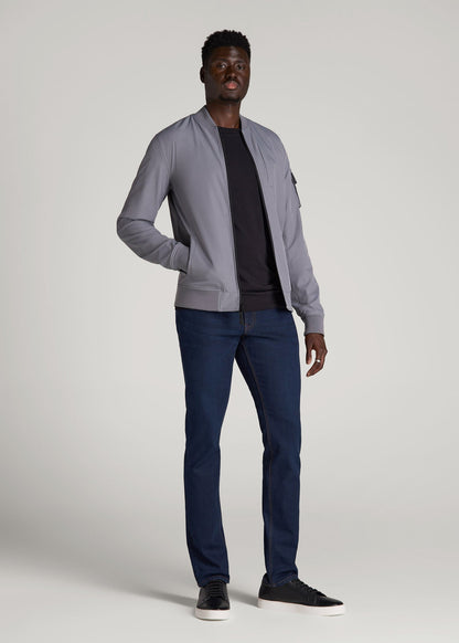 American Tall Men Reversible Bomber Jacket for Tall Men in Fossil Grey and Black