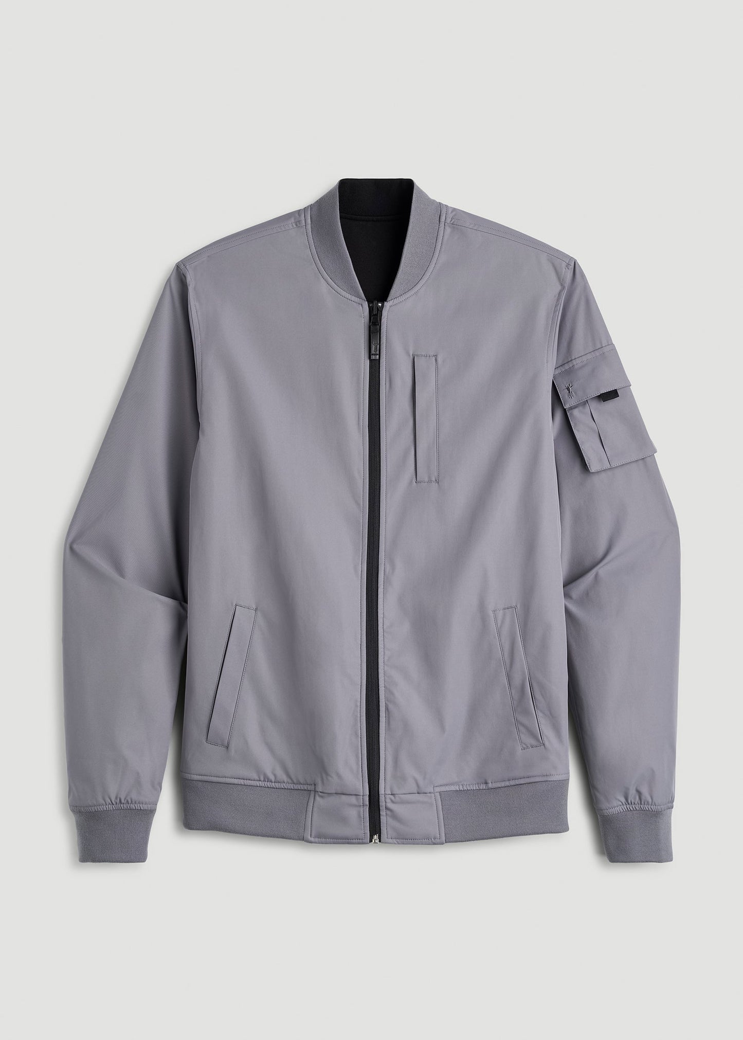 American Tall Men Reversible Bomber Jacket for Tall Men in Fossil Grey and Black