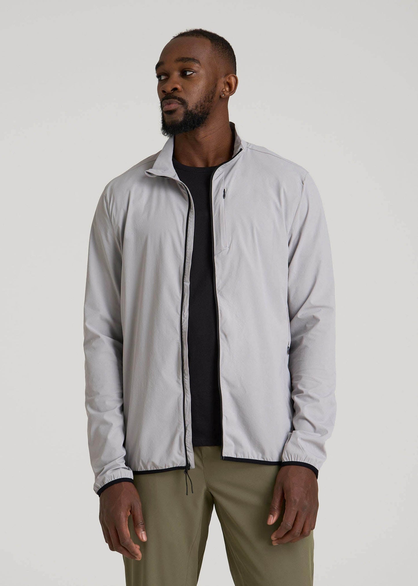 American Tall Men Softshell Jacket for Outdoor Training for Tall Men in Light Grey
