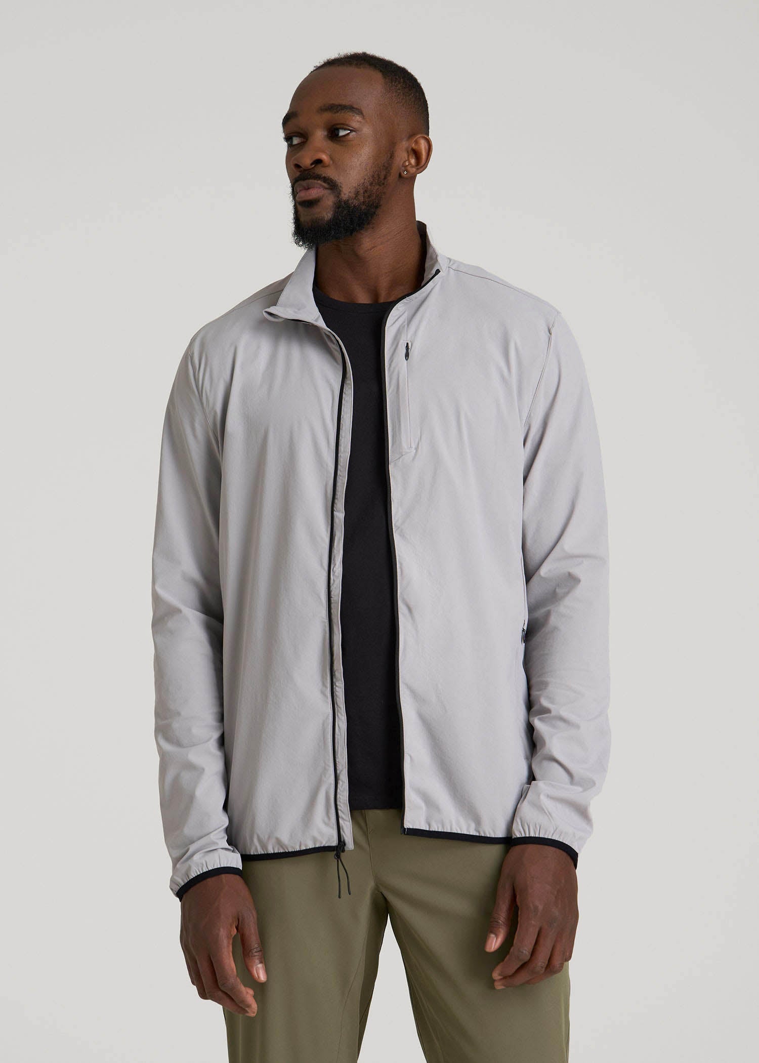 American Tall Men Softshell Jacket for Outdoor Training for Tall Men in Light Grey