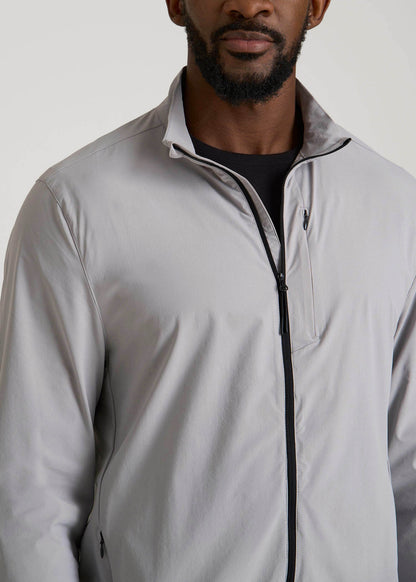 American Tall Men Softshell Jacket for Outdoor Training for Tall Men in Light Grey