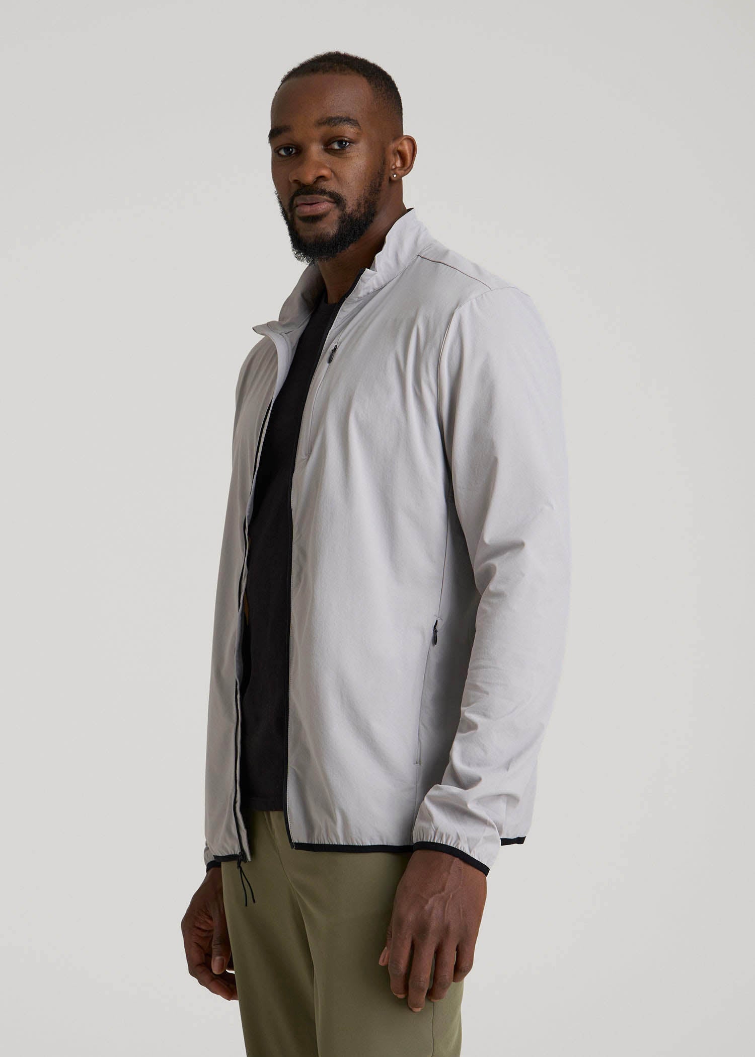 American Tall Men Softshell Jacket for Outdoor Training for Tall Men in Light Grey