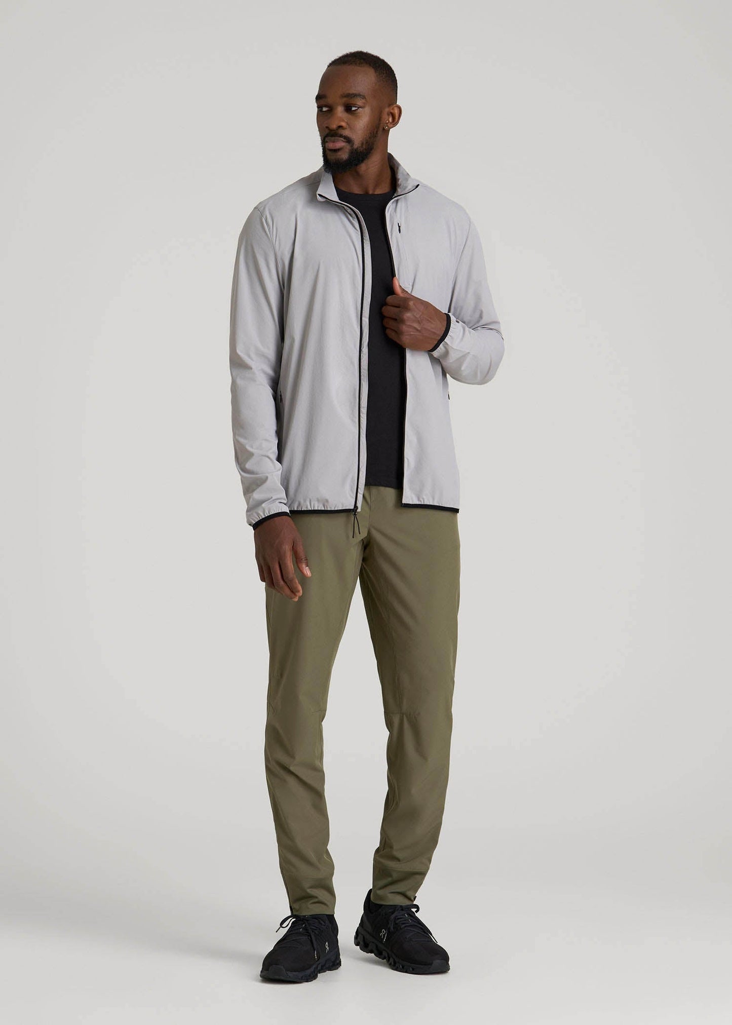 American Tall Men Softshell Jacket for Outdoor Training for Tall Men in Light Grey