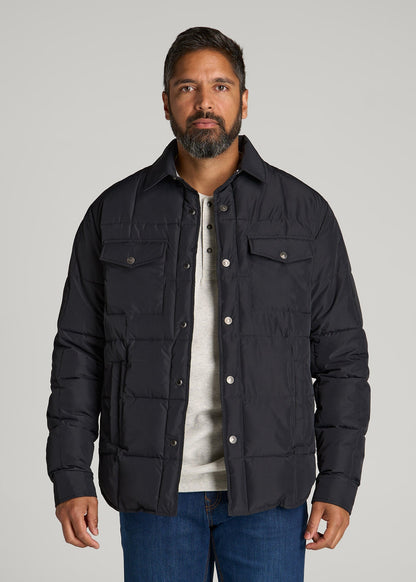 American Tall Men LJ&S Puffer Shirt Jacket for Tall Men in Black