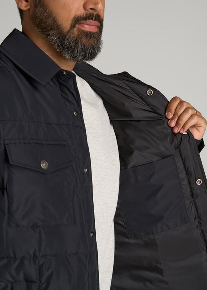 American Tall Men LJ&S Puffer Shirt Jacket for Tall Men in Black