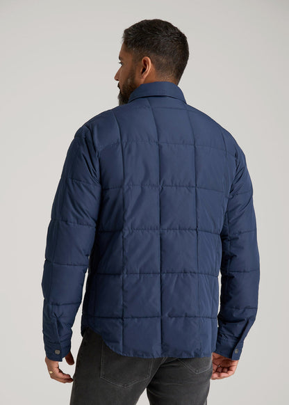 American Tall Men LJ&S Puffer Shirt Jacket for Tall Men in Marine Blue