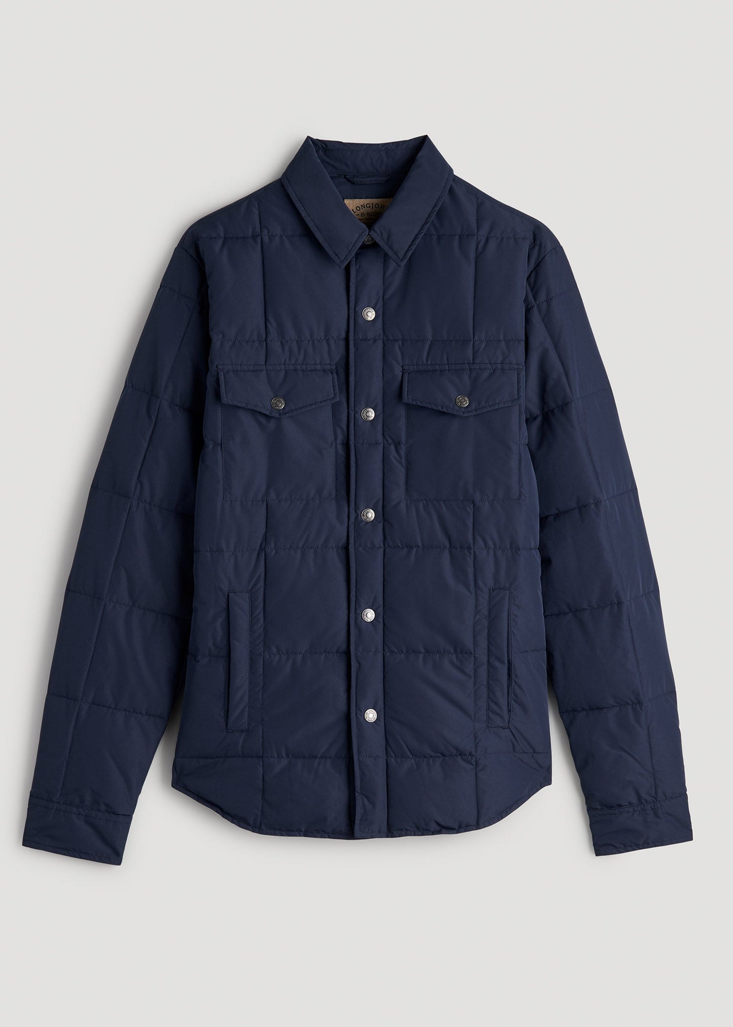 American Tall Men LJ&S Puffer Shirt Jacket for Tall Men in Marine Blue