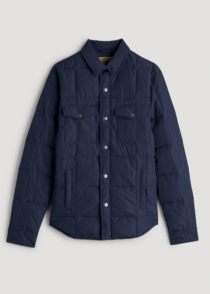 American Tall Men LJ&S Puffer Shirt Jacket for Tall Men in Marine Blue