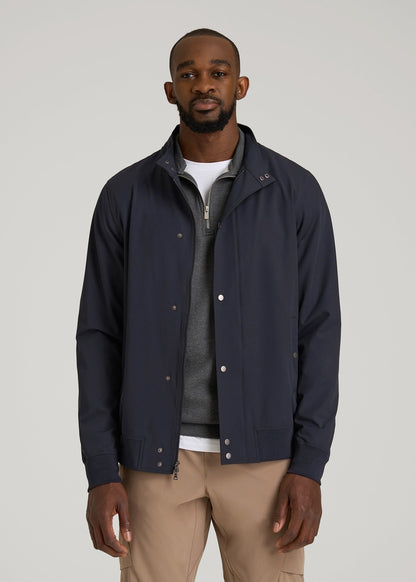 American Tall Men Motion Bomber Jacket for Tall Men in Deep Navy